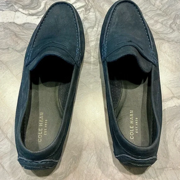 Cole Haan Leather Navy Blue Driving Mocs Penny Loafers Size Women’s 9.5 - Picture 8 of 8